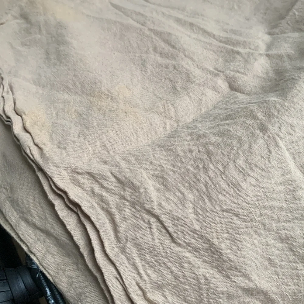 Dinner Table cover tablecloth and 12 table napkins berry linen blend set tan red